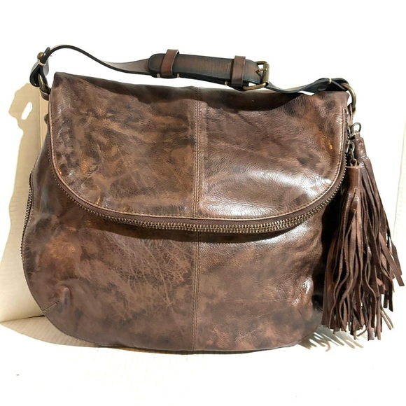 Allsaints brown leather shoulder handbag